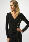 Joseph Ribkoff Jersey Wrap Button Detail Top, Black