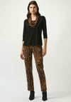Joseph Ribkoff Leopard Cowl Neck Top, Black