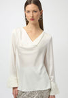 Joseph Ribkoff Satin Cowl Neck Top, Winter White