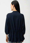 Joseph Ribkoff Woven V Neck Top, Navy