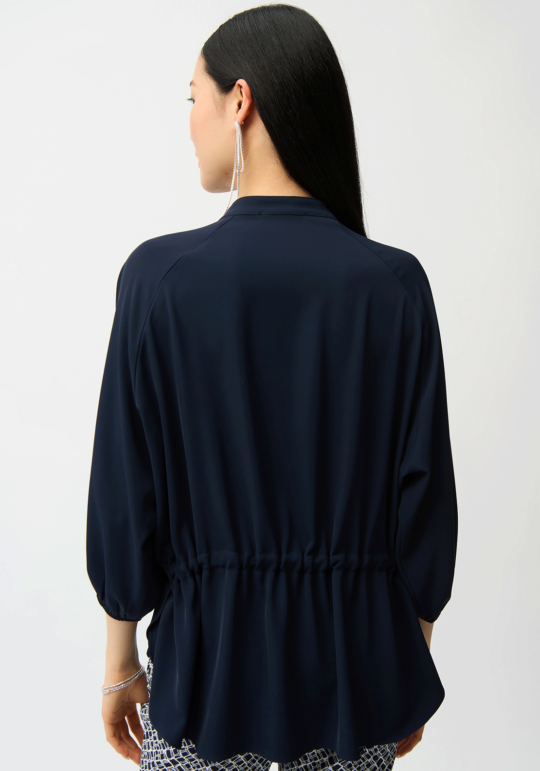 Joseph Ribkoff Woven V Neck Top, Navy