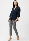 Joseph Ribkoff Woven V Neck Top, Navy