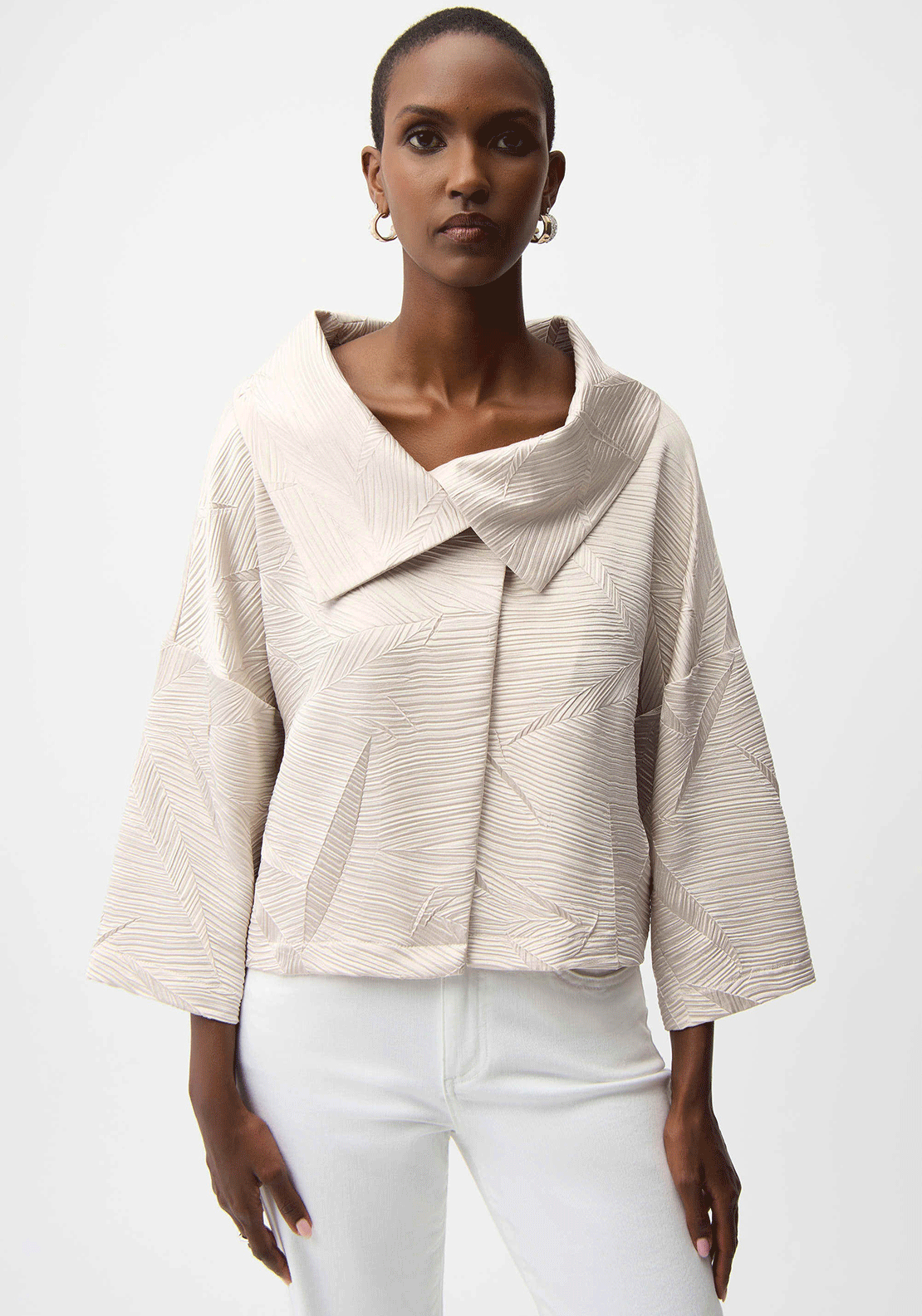 Joseph Ribkoff Textured Satin Collar Jacket, Champagne - McElhinneys
