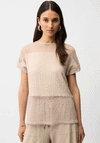 Joseph Ribkoff Seersucker Mesh Panel Top, Beige