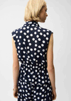 Joseph Ribkoff Polka Dot Button Tie Peplum Top, Navy