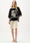 Joseph Ribkoff Sheer Tropical Print Poncho Top, Black