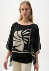 Joseph Ribkoff Sheer Tropical Print Poncho Top, Black
