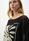 Joseph Ribkoff Sheer Tropical Print Poncho Top, Black