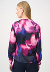 Joseph Ribkoff Floral Satin Wrap Blouse, Navy Multi