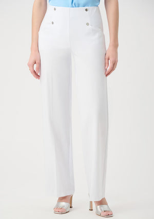 Joseph Ribkoff Button Detail Wide Leg Trousers, White