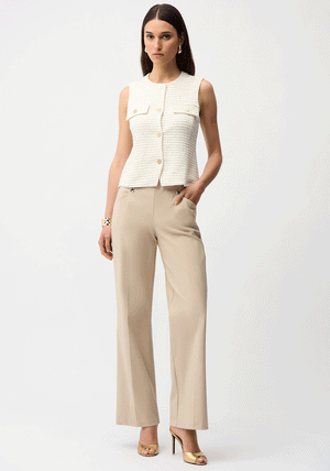 Joseph Ribkoff Button Detail Wide Leg Trousers, Beige