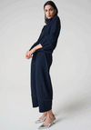 Joseph Ribkoff Seersucker Balloon Pull on Trousers, Navy