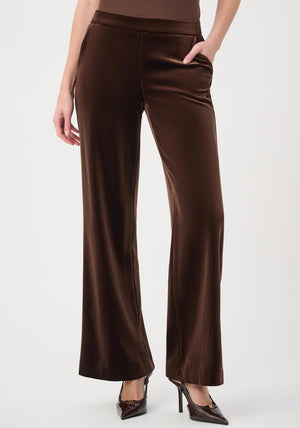 Joseph Ribkoff Velvet Wide Leg Trousers, Brown