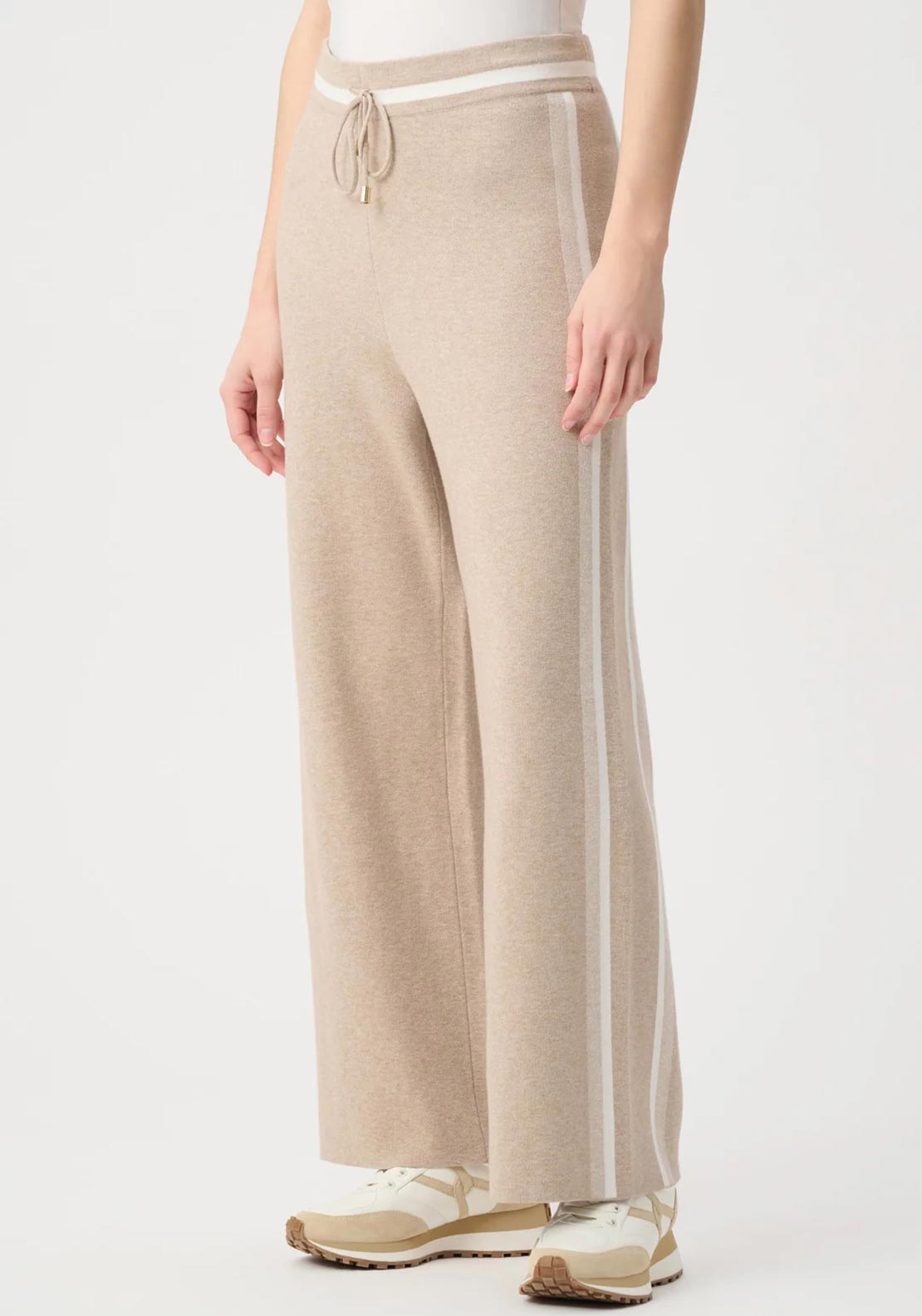 Joseph Ribkoff Knit Striped Wide Leg Trousers, Beige