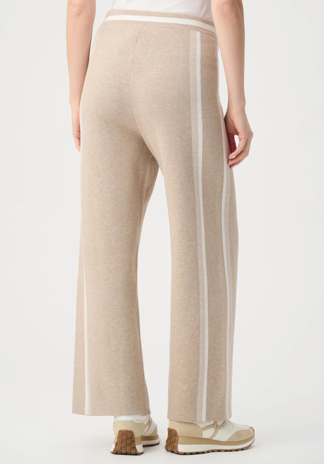 Joseph Ribkoff Knit Striped Wide Leg Trousers, Beige