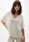 Joseph Ribkoff Lurex Knit V Neck Jumper, Neutral