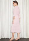 Jovonna Pura Shirring Chiffon Midi Dress, Blush Pink