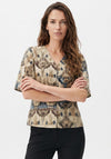 B.Young Ingkar Print Button Top, Beige
