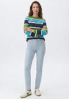 Rabe Ribbed Striped Rhinestone Embellished Top, Green
