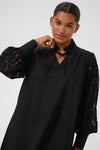 KAFFE Cynthia High Neckline Relaxed Dress, Black