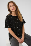 KAFFE Helen Studded Detail T Shirt, Black