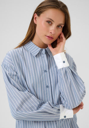KAFFE Milian Oversized Striped Shirt, Blue
