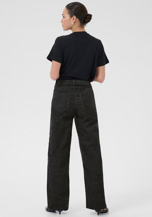 KAFFE Molly Corduroy Flared Leg Trousers, Black Oyster
