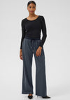 KAFFE Nevil Drawstring Straight Leg Trousers, Dark Grey