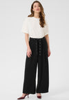 Kaffe Lisa Wide Eyelet Belt Trousers, Black