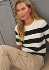 KAFFE Kalizza Stripe Short Sleeve Knit Sweater, Black