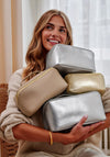 Katie Loxton Patent Crackle Large Makeup & Wash Bag, Silver