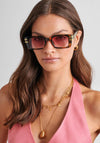 Katie Loxton Malibu Rectangle Sunglasses, Dark Tortoise Shell