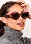 Katie Loxton Rimini Cat Eye Sunglasses, Deep Red