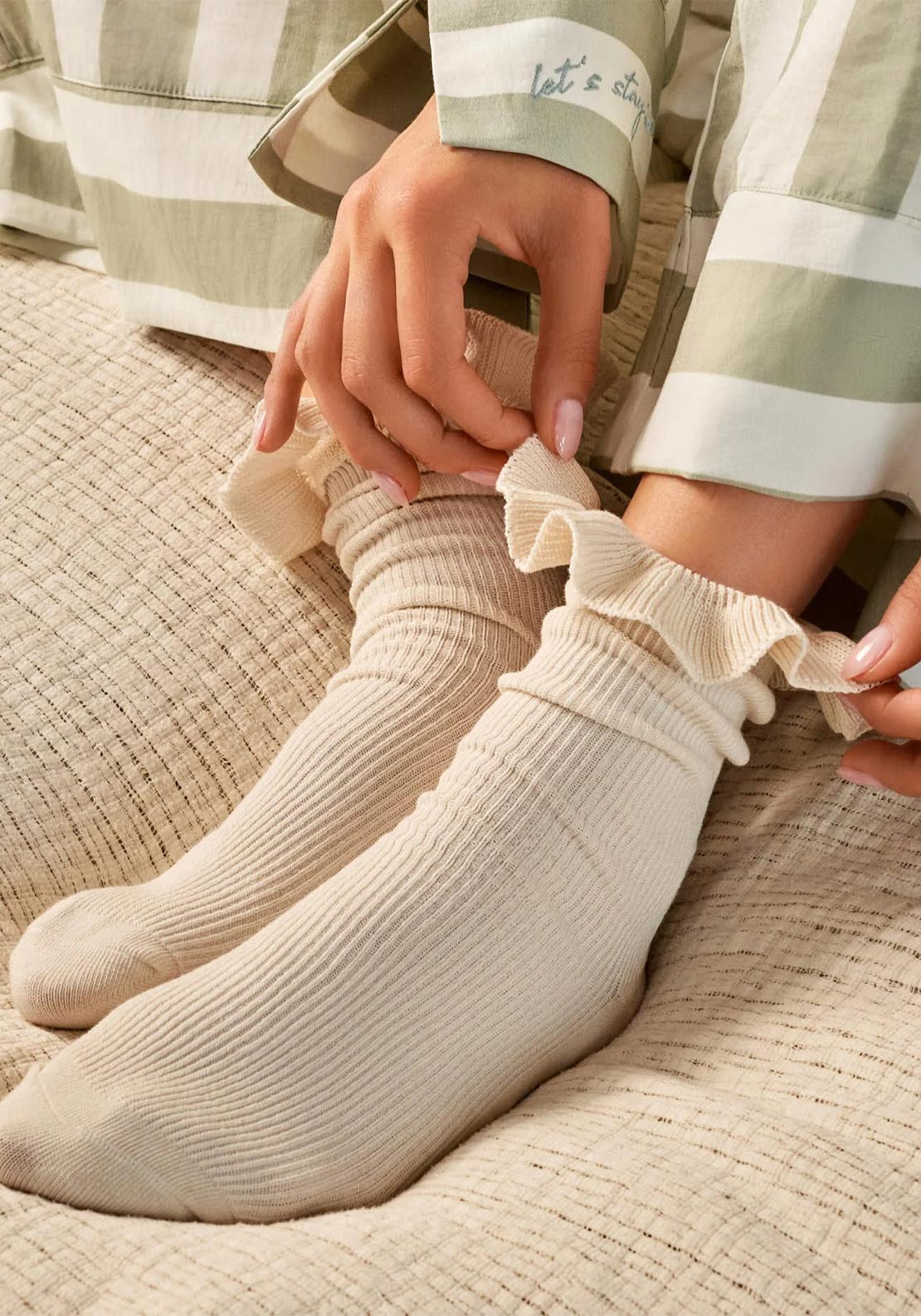 Katie Loxton Ruffle Snug Socks, Light Taupe