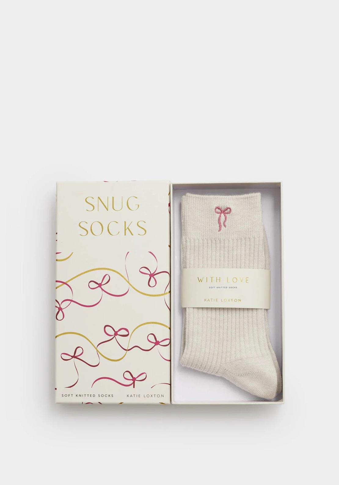 Katie Loxton Bow Snug Socks, Off White