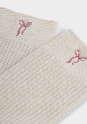 Katie Loxton Bow Snug Socks, Off White