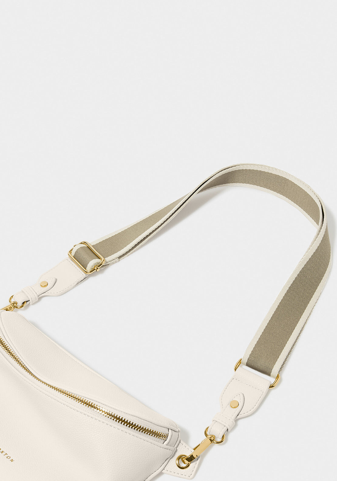 Katie Loxton Stripe Canvas Bag Strap, Light Khaki
