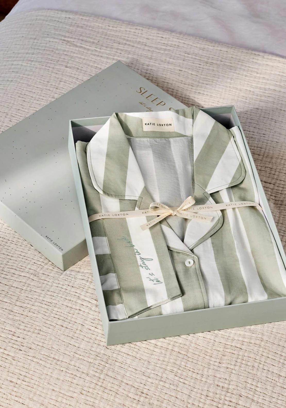 Katie Loxton Stripe Pyjama Set, Green