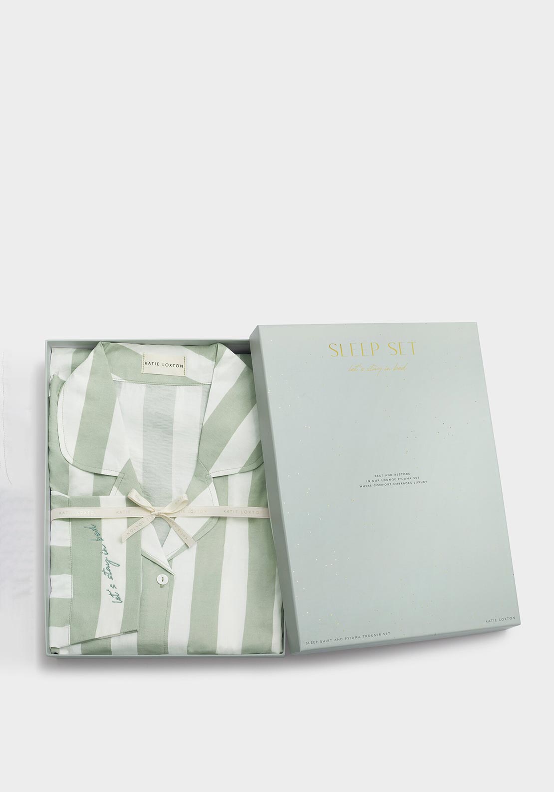 Katie Loxton Stripe Pyjama Set, Green
