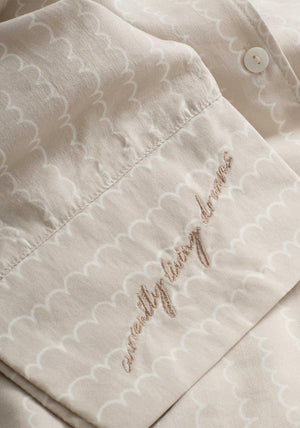 Katie Loxton Wave Print Pyjama Set, Light Beige