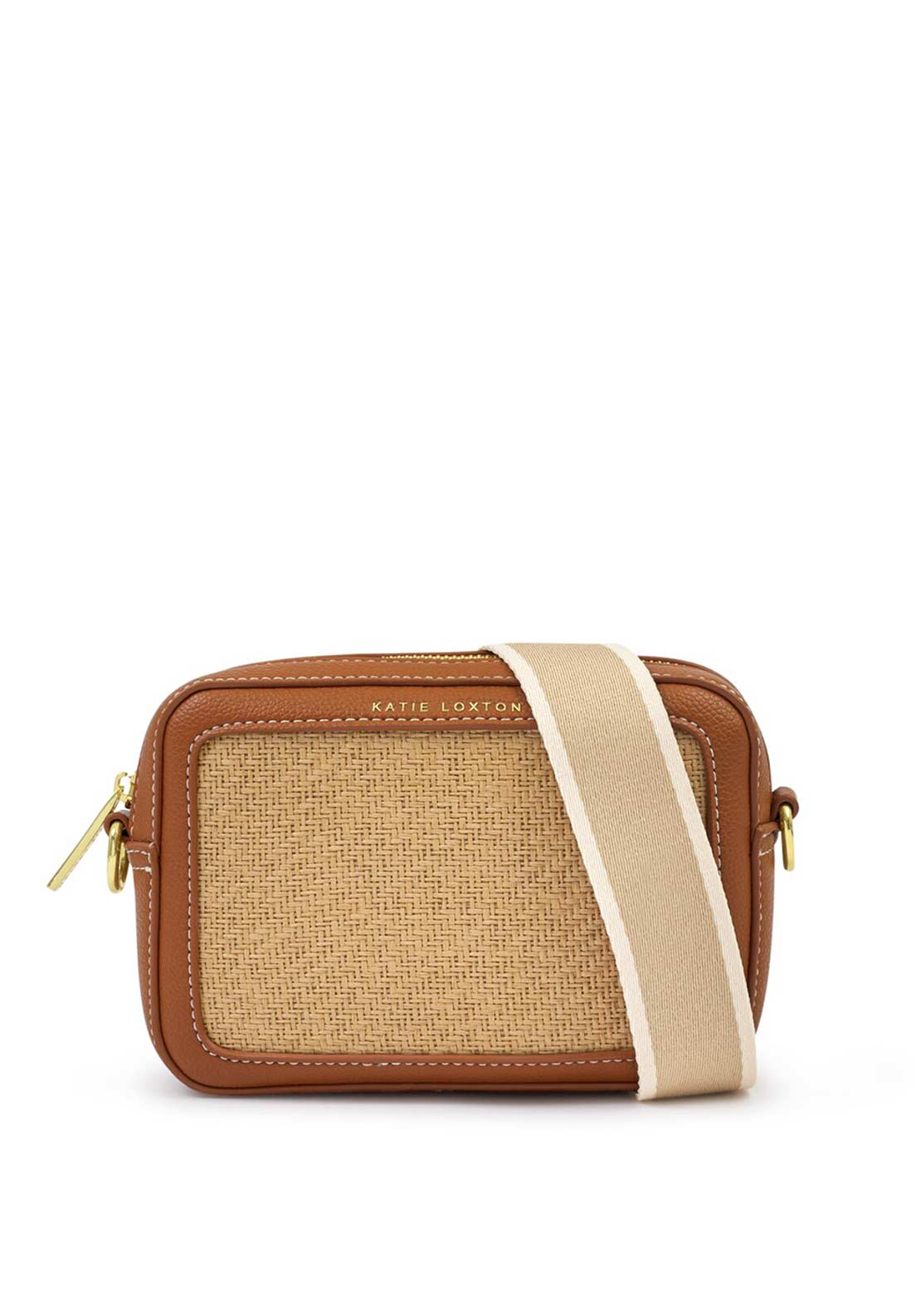 Katie Loxton Avery Raffia Small Crossbody Bag, Warm Tan