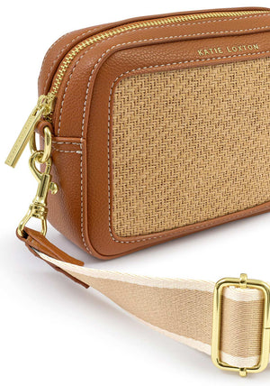 Katie Loxton Avery Raffia Small Crossbody Bag, Warm Tan