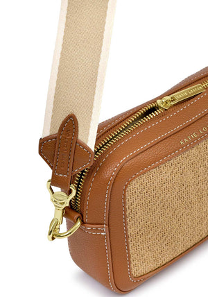 Katie Loxton Avery Raffia Small Crossbody Bag, Warm Tan