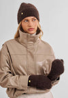 Katie Loxton Boxed Hat & Mittens Set, Chocolate Brown