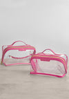 MEDIUM CLEAR FOLD OUT WASH BAG SUGAR PINK