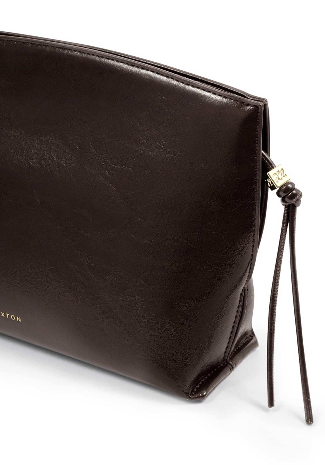 Katie Loxton Freya Patent Crackle Clutch, Chocolate Brown