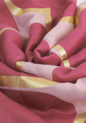 PRINTED FOIL SCARF HEART TILE PINK RASPBERRY