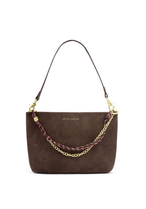 Katie Loxton Cord Small Suedette Shoulder Bag, Brown