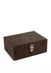 Katie Loxton Large Signature Suedette Jewellery Box, Chocolate Brown