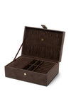Katie Loxton Large Signature Suedette Jewellery Box, Chocolate Brown